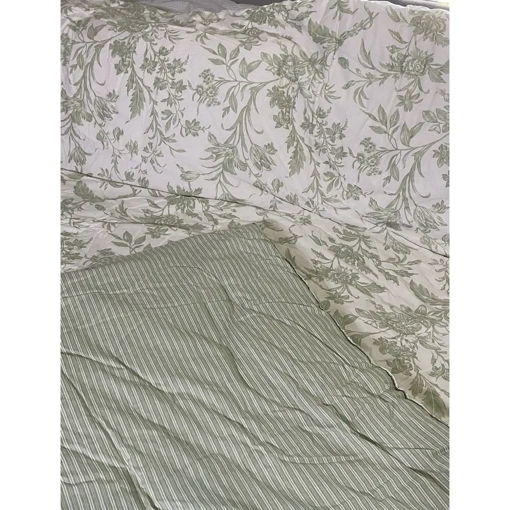 Laura Ashley Home Lindy 5-Piece Green Floral Cotton Twin 2-Sided Comforter Set
